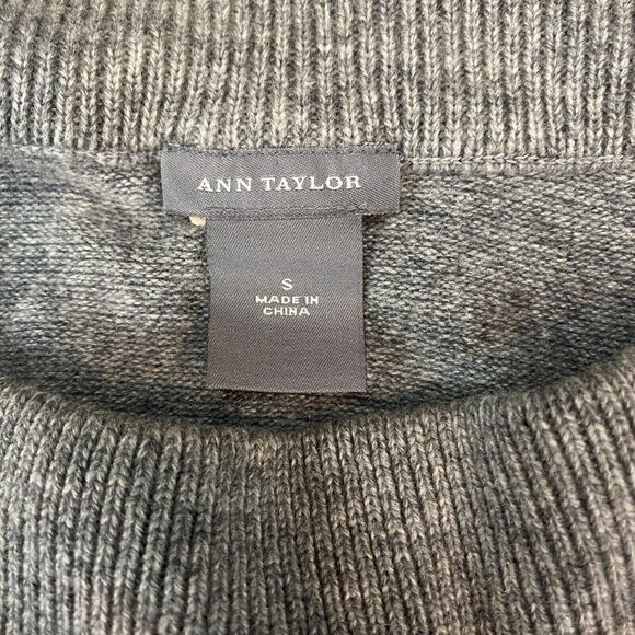 Ann Taylor Sweater Women Small Gray Wool Cashmere Long Sleeve Crew Neck Pullover - Picture 5 of 13